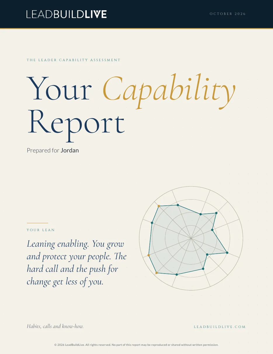 Cover of a sample Capability Report